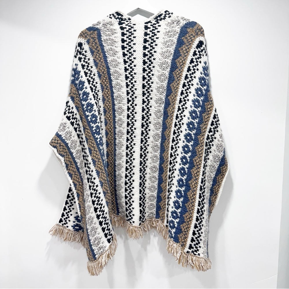 Cocogio Black, Blue, White Wool Blend Knit Cardigan One Size - Picture 7 of 7